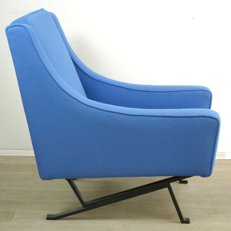 Poltrona italiana in tessuto blu - 1960