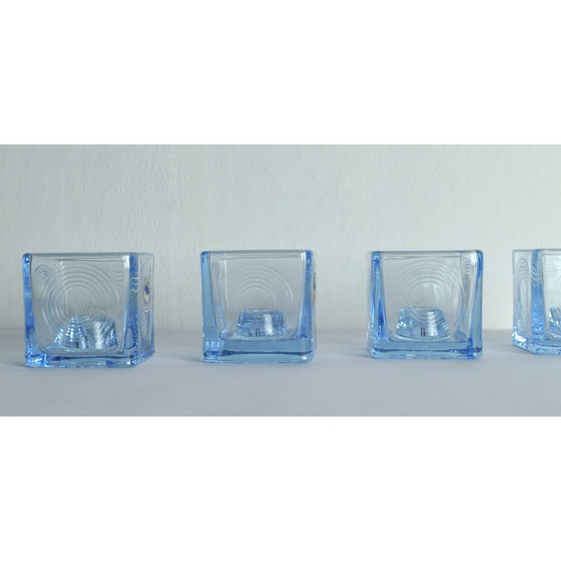 Lot de 4 bougeoirs vintage en verre par Per Lütken, 1960