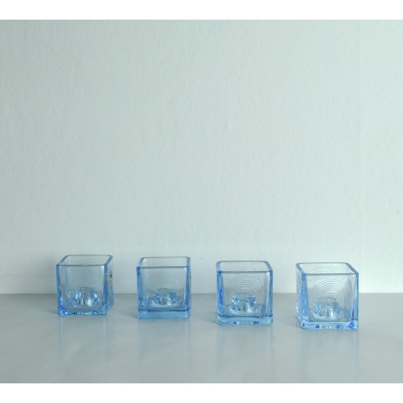 Juego de 4 candelabros de cristal vintage de Per Lütken, años 60