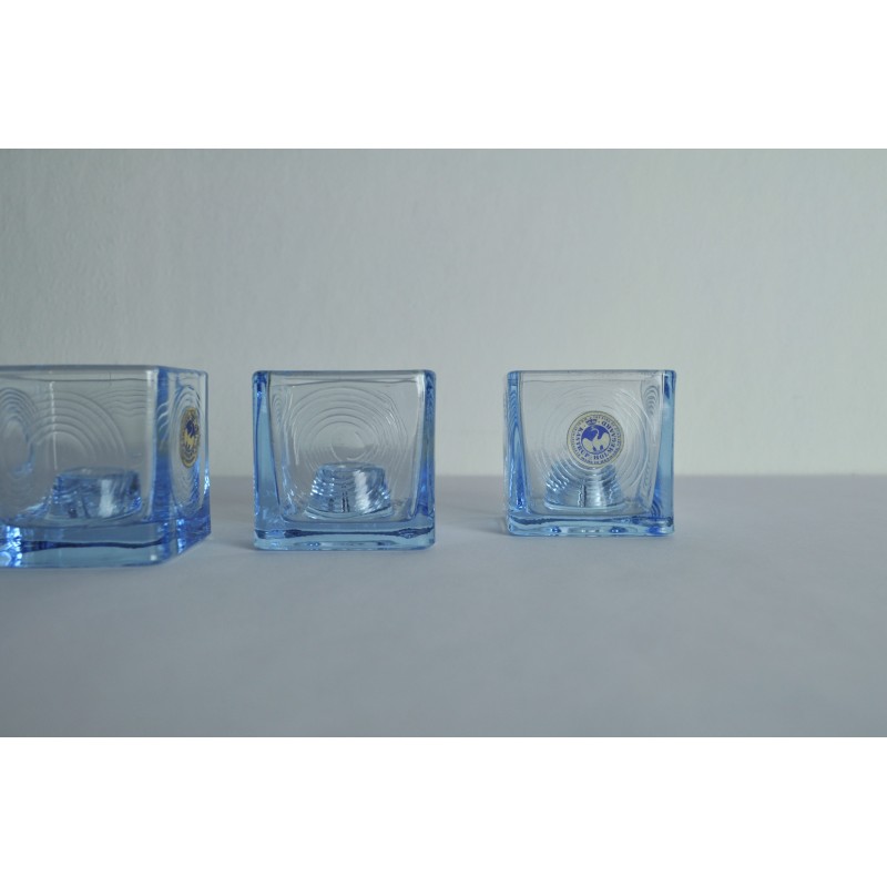 Conjunto de 4 castiçais de vidro vintage da Per Lütken, década de 1960