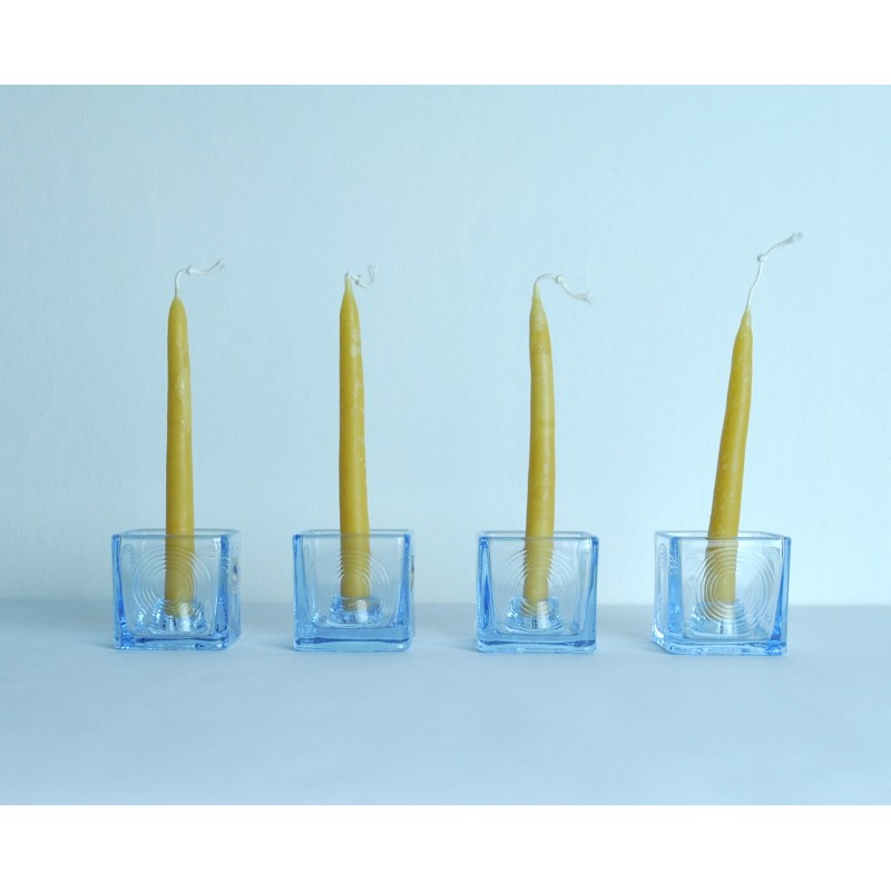 Set of 4 vintage glass candlesticks by Per Lütken, 1960s