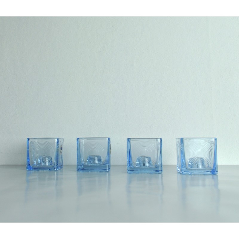 Set of 4 vintage glass candlesticks by Per Lütken, 1960s