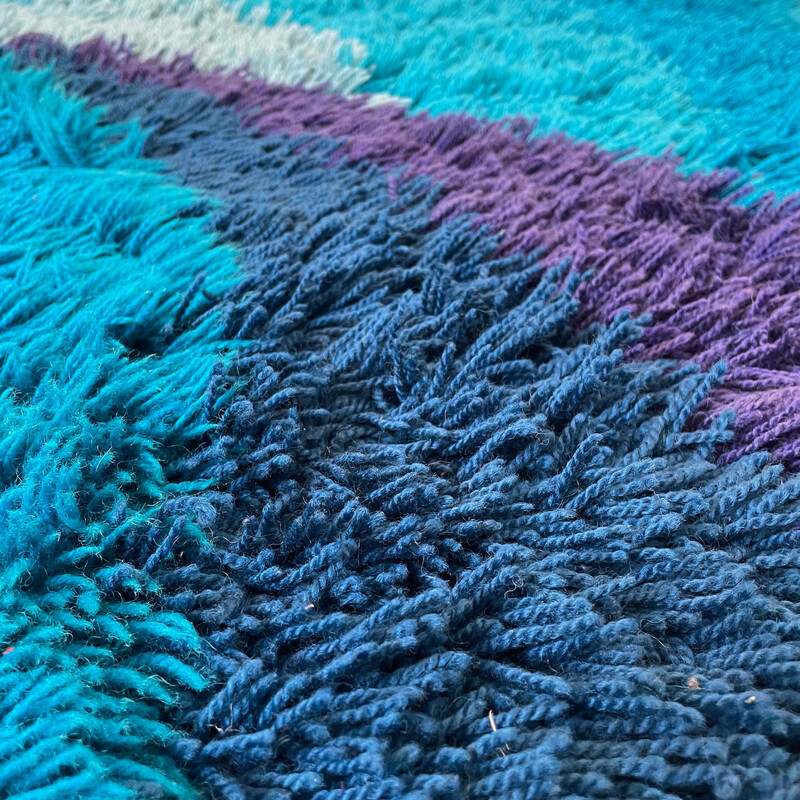 Vintage high-pile woolen Rya rug for Ege Taeper, Denmark 1970s