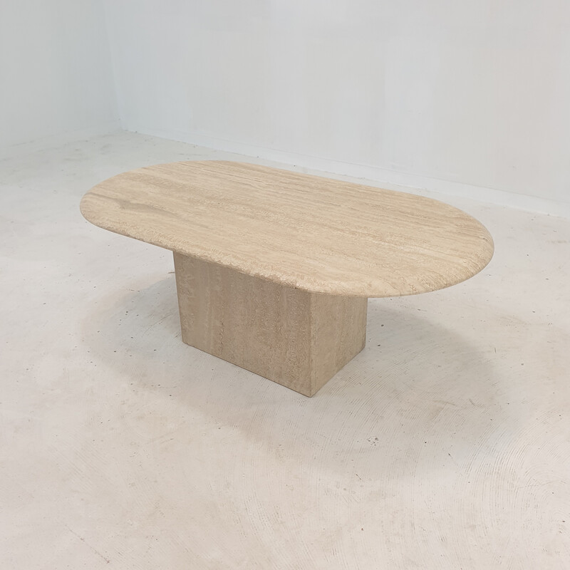 Vintage travertine coffee table, Italy 1980s