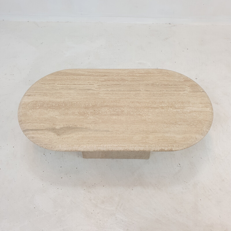 Vintage travertine coffee table, Italy 1980s