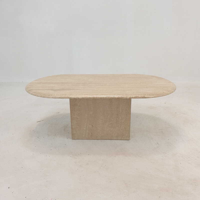 Vintage travertine coffee table, Italy 1980s