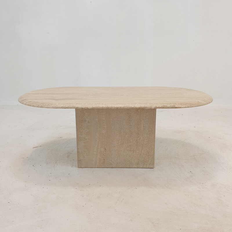 Vintage travertine coffee table, Italy 1980s