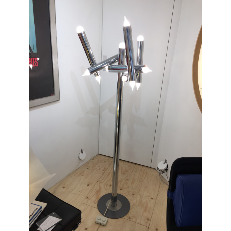 Esperia floor lamp in metal with 13 lights, Angelo BROTTO - 1970s