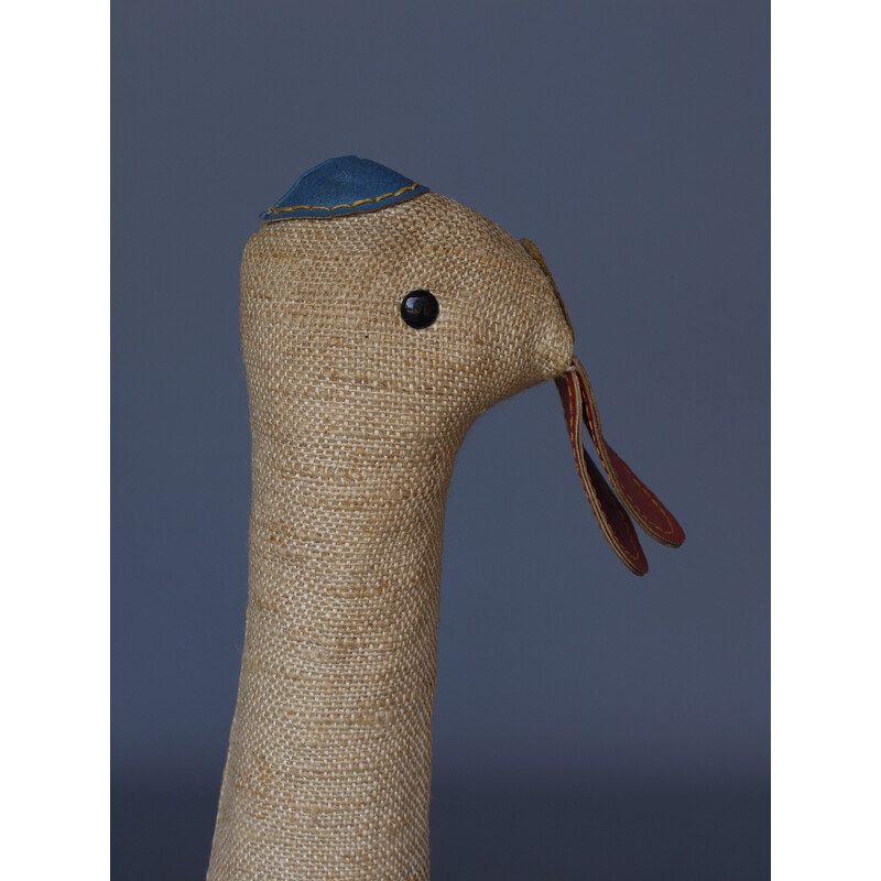 Vintage duck "Therapeutic Toy" in jute and leather by Renate Müller, Germany 1970s