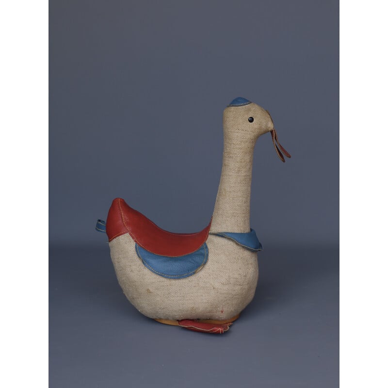 Vintage Ente "Therapeutisches Spielzeug" aus Jute und Leder von Renate Müller, Deutschland 1970er Jahre