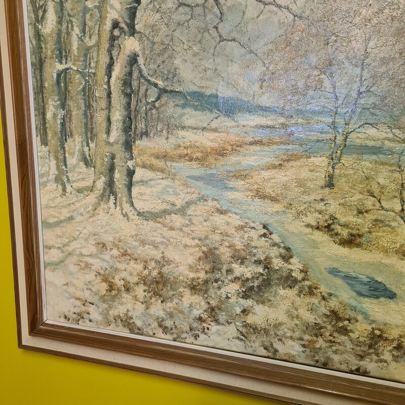 Dutch vintage "Winter Landscape"painting by J. Kayser