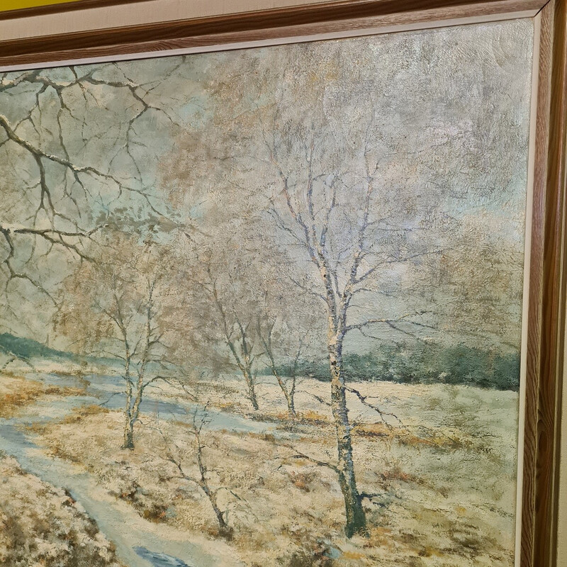 Quadro d'epoca olandese "Paesaggio invernale" di J. Kayser