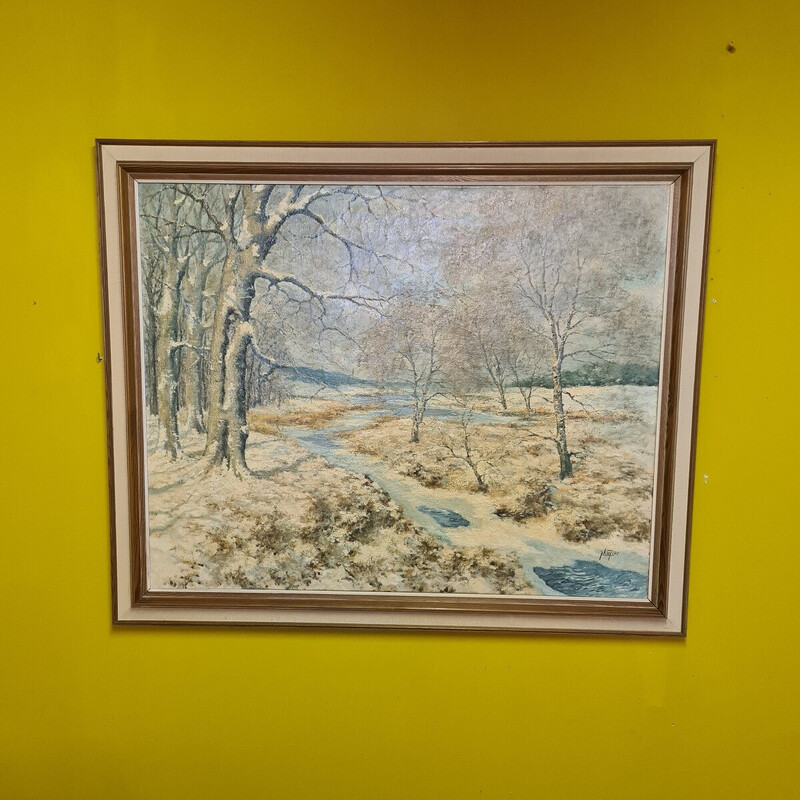 Niederländisches Gemälde "Winterlandschaft" von J. Kayser