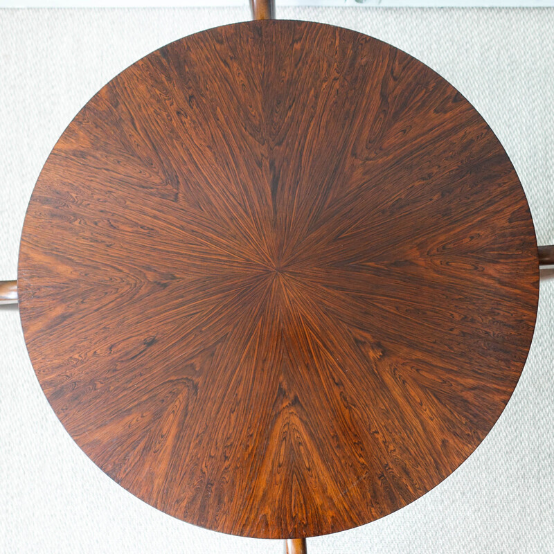 Round vintage coffee table in walnut and glass for Wilhelm Renz, Germany 1960s