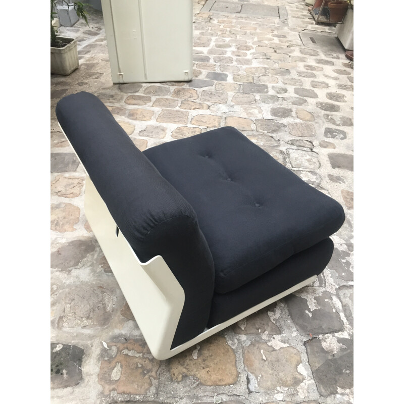 C&B Italia pair of two "Amanta" black fiberglass and cotton low-chairs - 1960s ESTAMPILLE 21/03