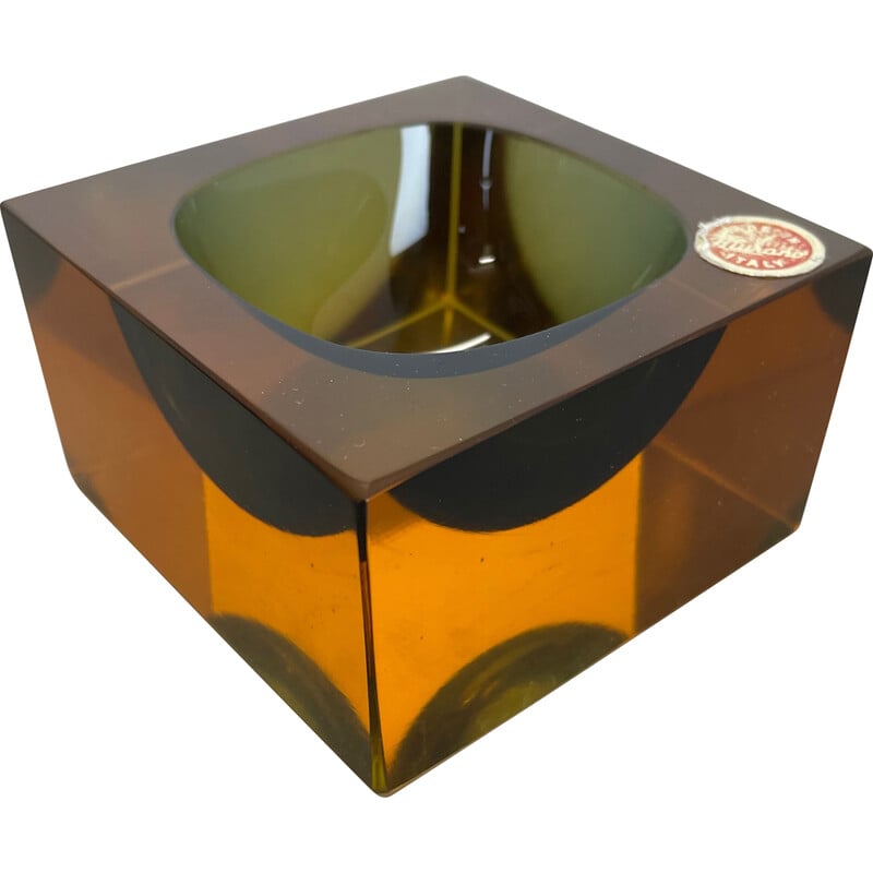 Cendrier vintage cube - sommerso verre murano