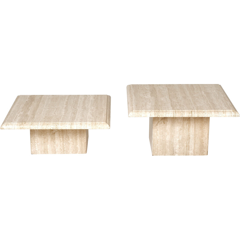 Vintage travertine nesting tables, Italy 1970