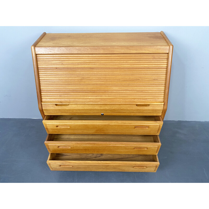 Vintage teak secretary with RollTop by Langeskov, Denmark 1960s