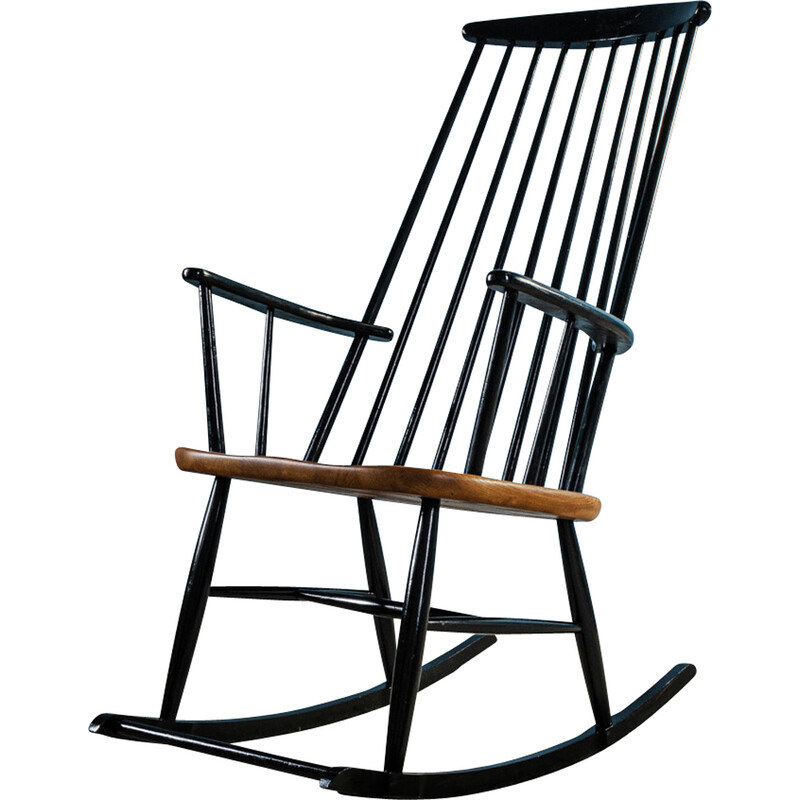 Cadeira de baloiço de madeira Vintage, década de 1950