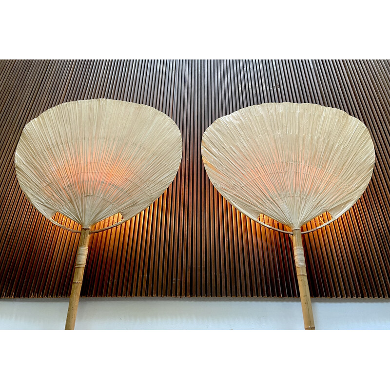 Pair of vintage "Uchiwa I" wall lamps by Ingo Maurer for M Design, Germany 1973