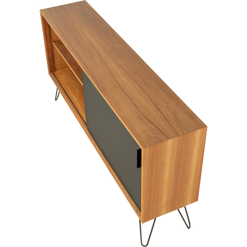 Vintage walnut and black formica highboard by Lothar Wegner, Germany 1960s