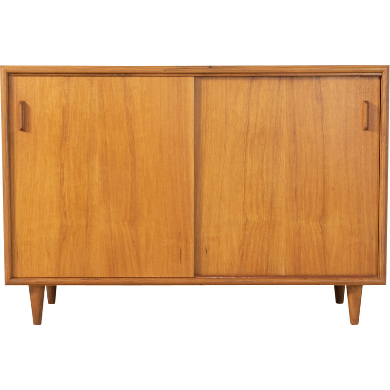 Vintage walnut chest of drawers with two sliding doors, Germany 1950s