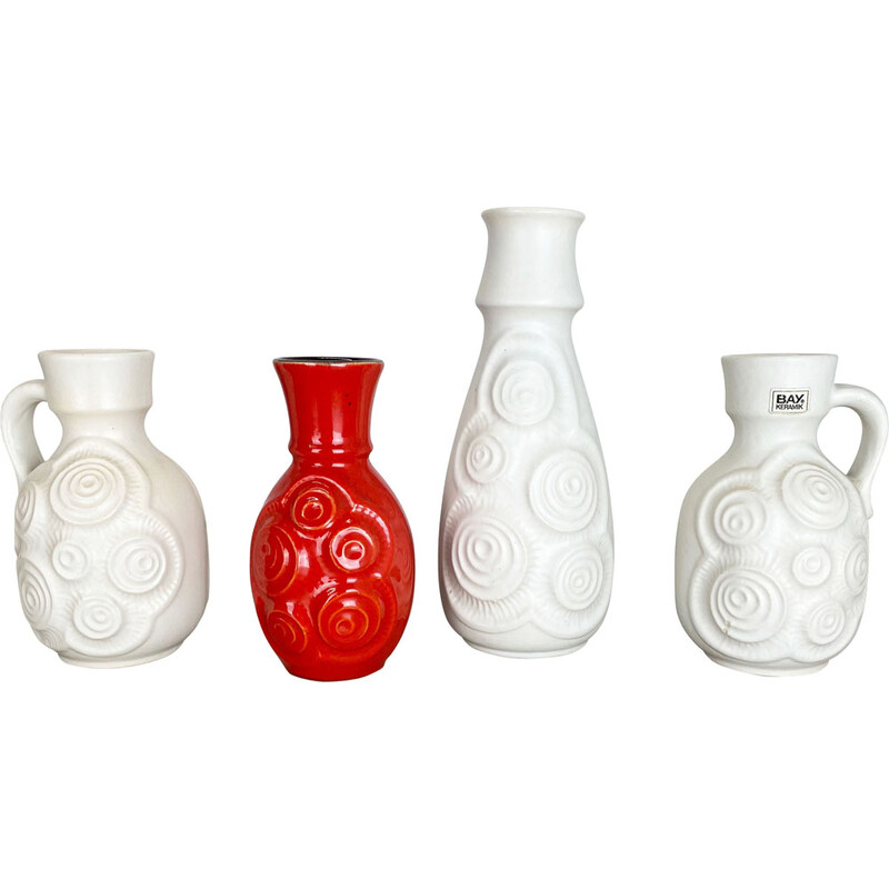 Set of 4 vintage ceramic vases by Bay ceramics, Germany 1960s