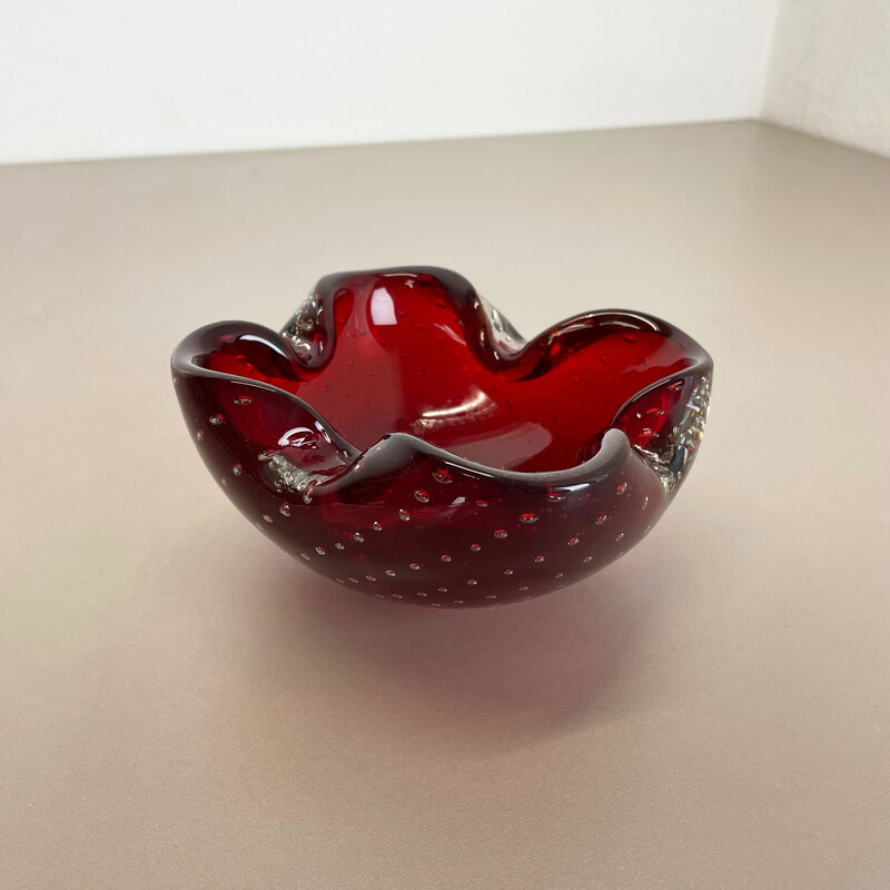 Vintage Ashtray in Red Murano Glass