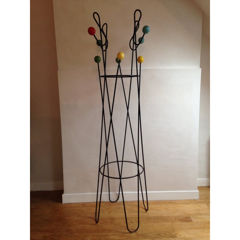 Coat rack in metal and treble clef, Roger FERAUD - 1950s