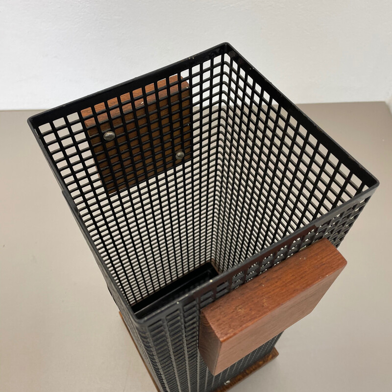 Paragüero vintage de metal, teca y roble de Josef Hoffmann, Austria años 60