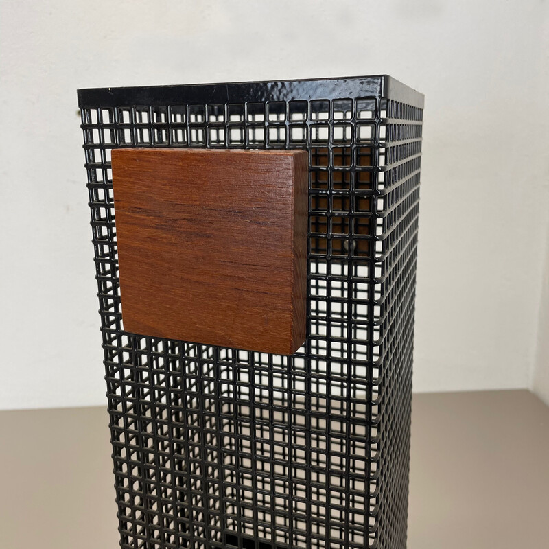 Portaombrelli vintage in metallo, teak e rovere di Josef Hoffmann, Austria 1960