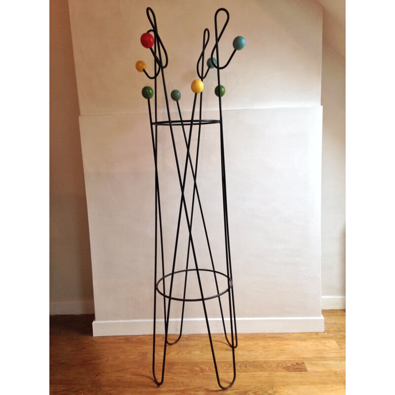 Coat rack in metal and treble clef, Roger FERAUD - 1950s