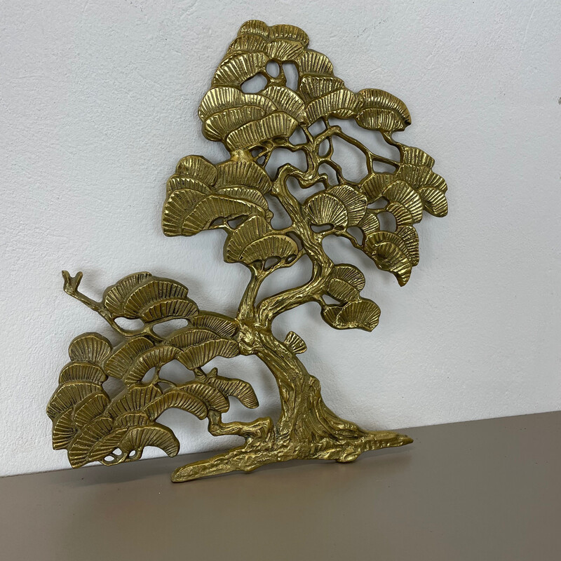Vintage metalen en messing Bonsai wandsculptuur van Gilde Handwerk, Duitsland 1960