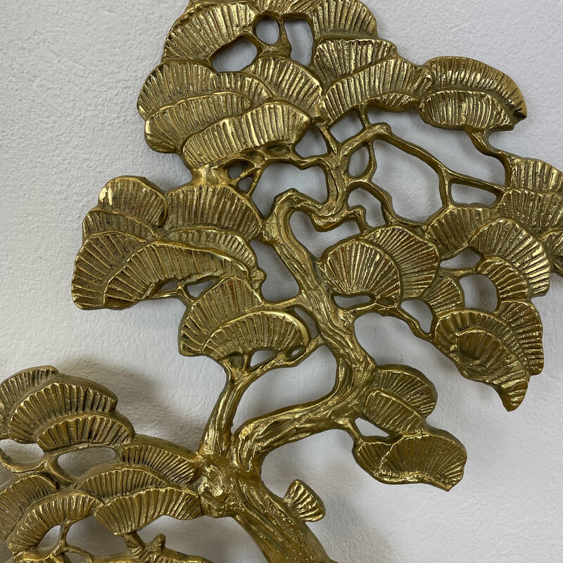 Vintage metal and brass Bonsai wall sculpture by Gilde Handwerk, Germany 1960s