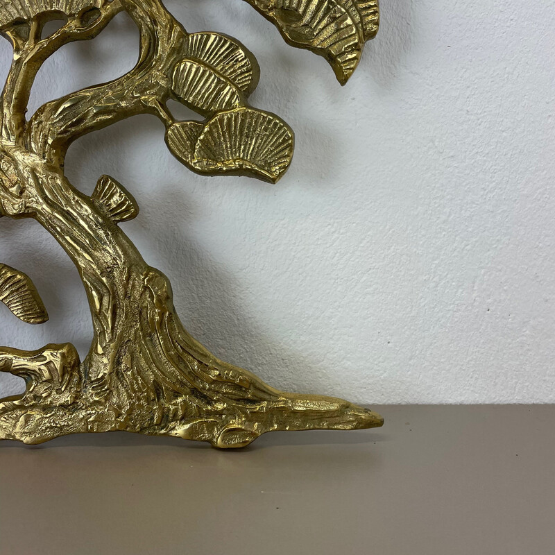 Vintage metal and brass Bonsai wall sculpture by Gilde Handwerk, Germany 1960s