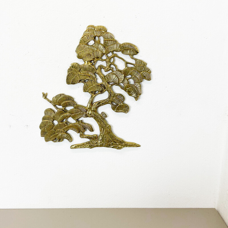 Vintage metal and brass Bonsai wall sculpture by Gilde Handwerk, Germany 1960s