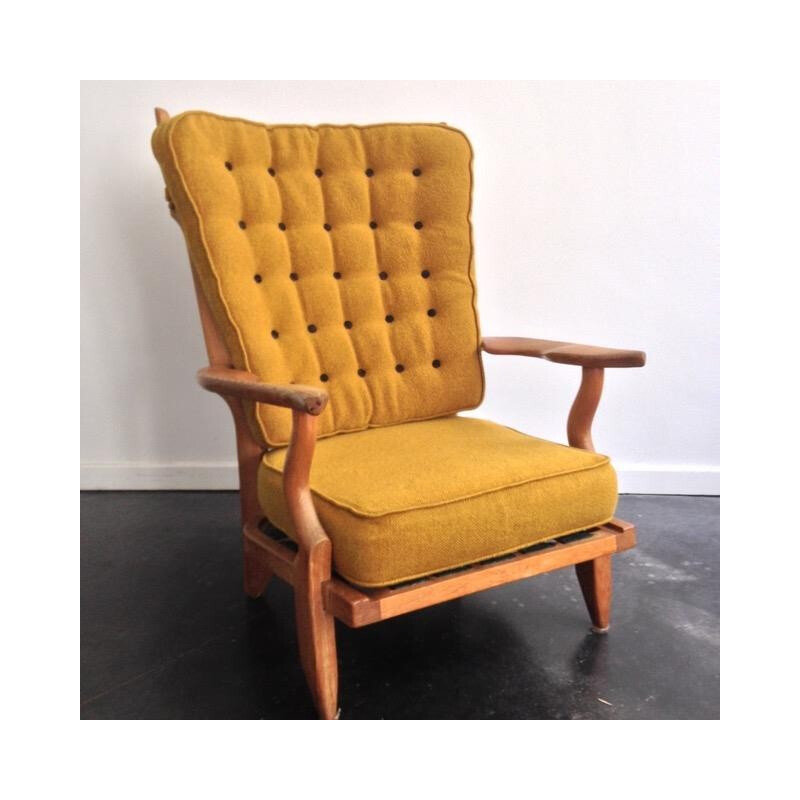 Yellow "Grand repos" armchair GUILLERME et CHAMBRON - 1960s