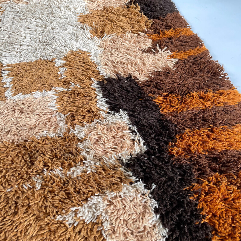 Vintage multi-color high pile Rya rug by Desso, Netherlands 1970s