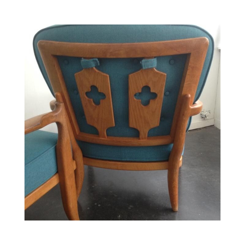 Paire de fauteuils bleus GUILLERME et CHAMBRON - 1960