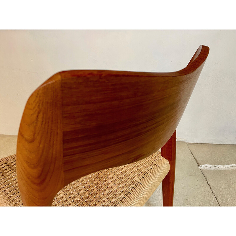 Sedia vintage 71 in teak con seduta in corda di carta di Niels O. Møller per J.l. Møllers, Danimarca, 1951