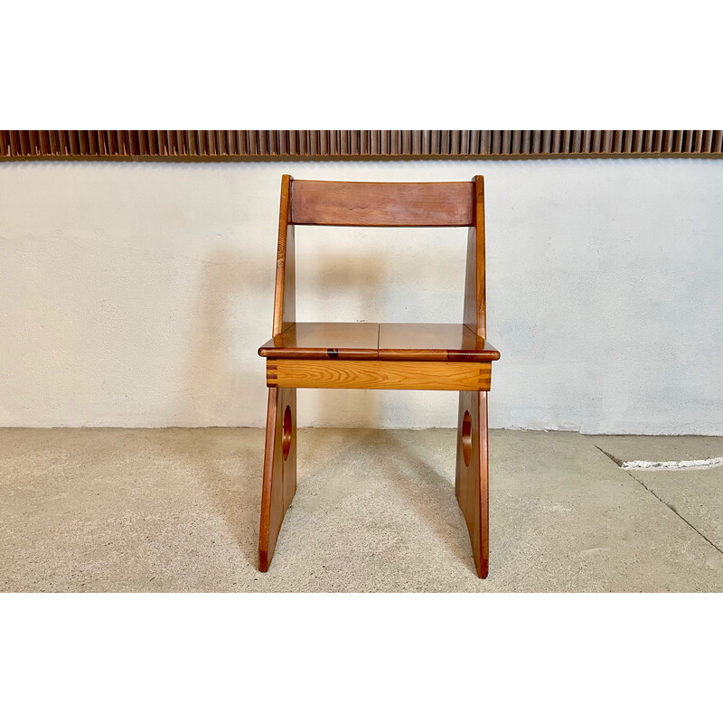 Vintage brutalist pine chair by Gilbert Marklund for Furusnickarn, Sweden 1970s