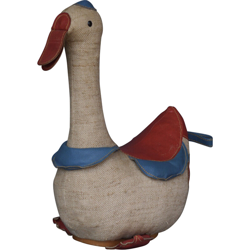 Vintage duck "Therapeutic Toy" in jute and leather by Renate Müller, Germany 1970s