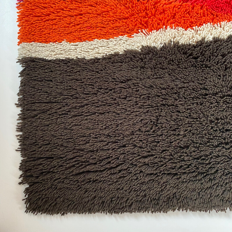 Vintage colorful stripes high pile rug by Desso, Netherlands 1970s