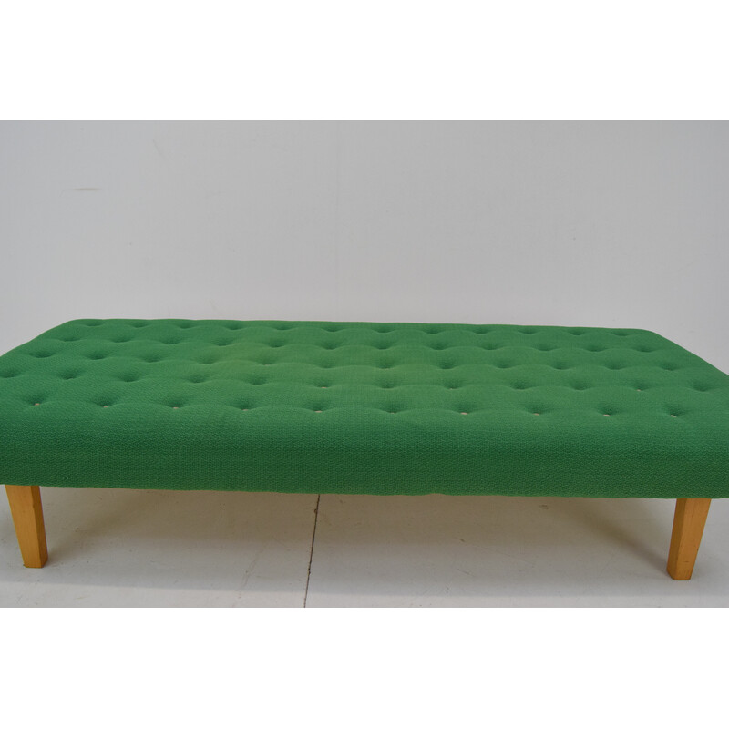 Mid-century wood and fabric daybed, Czechoslovakia 1970s