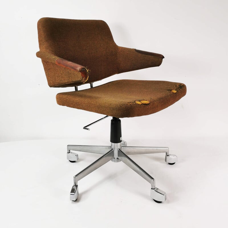 Vintage metal, chrome and fabric desk chair by Jacob Jensen for Labofa, Denmark 1960s