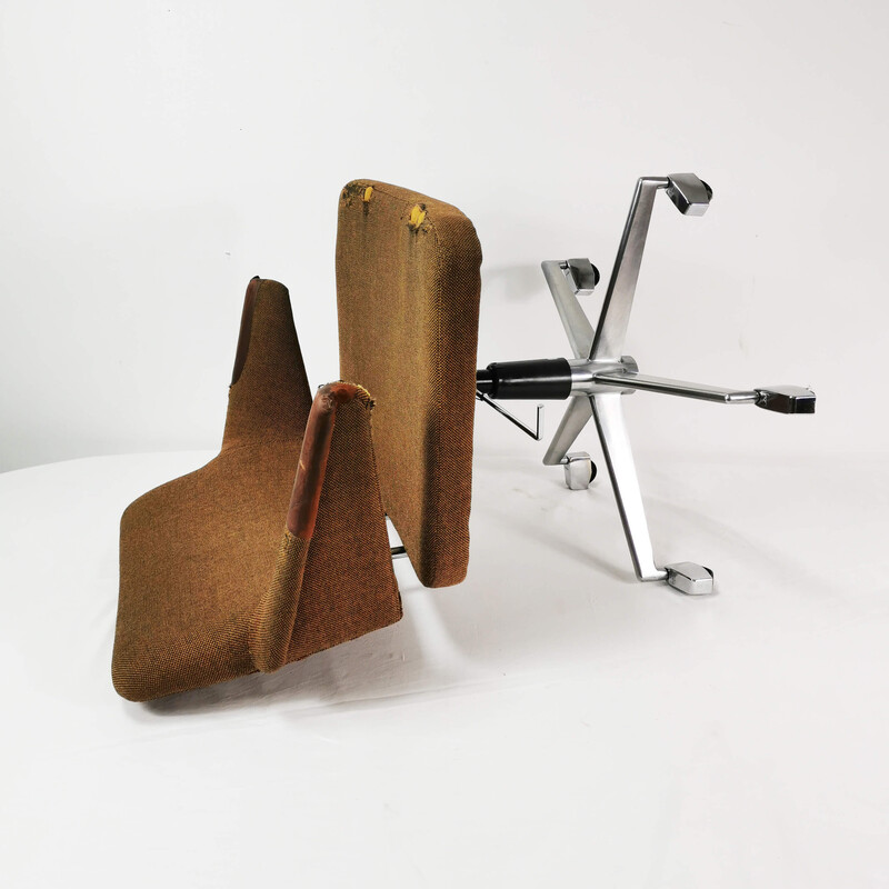 Silla de escritorio vintage de metal, cromo y tela de Jacob Jensen para Labofa, Dinamarca años 60
