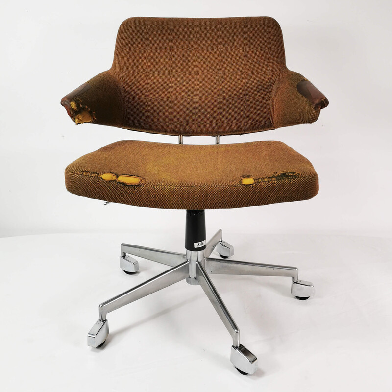 Metal vintage, cromado e cadeira de secretária em tecido de Jacob Jensen para Labofa, Dinamarca Anos 60
