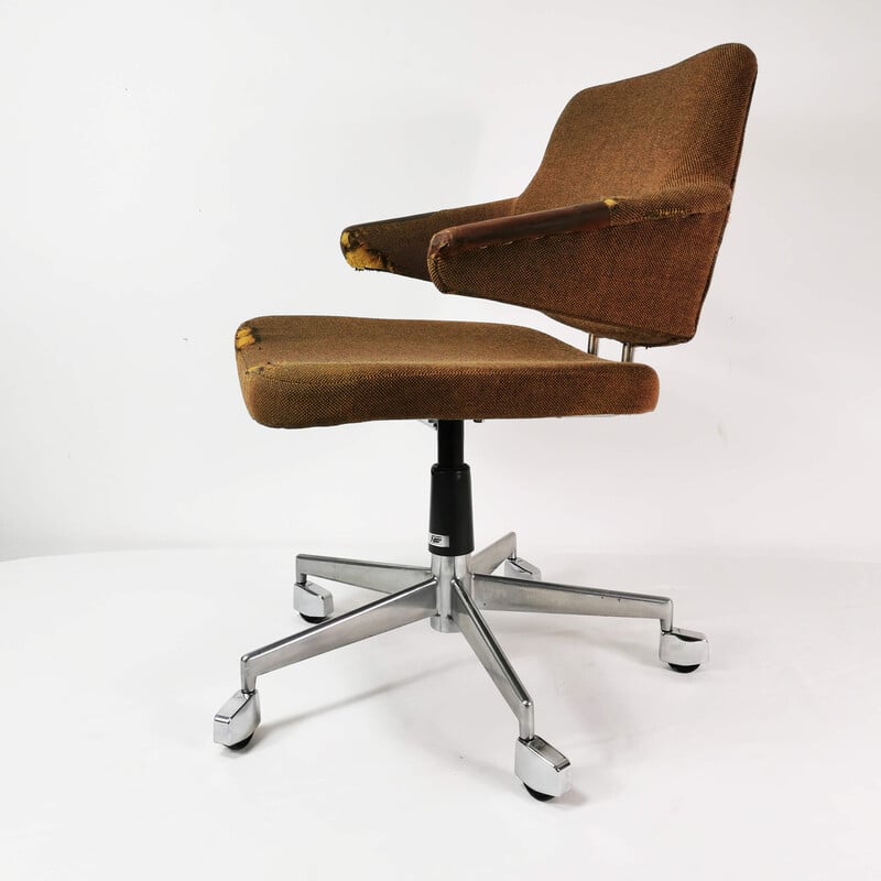 Fauteuil de bureau vintage en métal, chrome et tissu par Jacob Jensen pour  Labofa, Danemark 1960