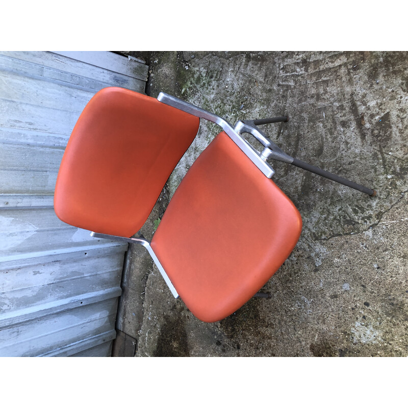 Set of 22 vintage stacking chairs in skai by Piretti Castelli