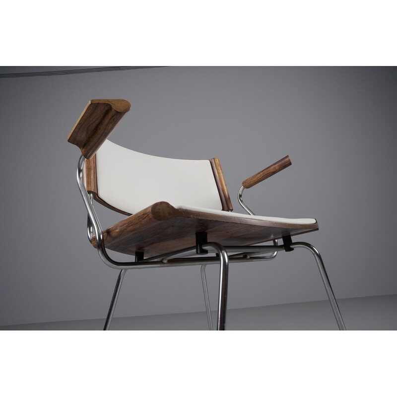 Bamington" vintage stoel in wit leer van Nanna Ditzel
